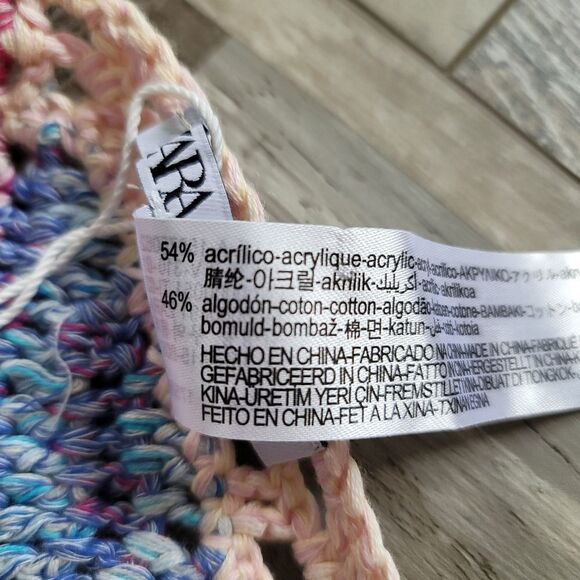New Zara Crochet Multicolored Crop Top Size Large - Picture 6 of 7